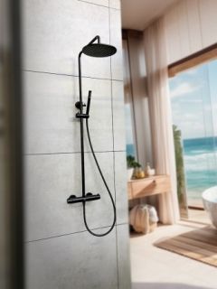 Душевая система с термостатом AltroBagno Metropoli 030422 NeOp черный матовый